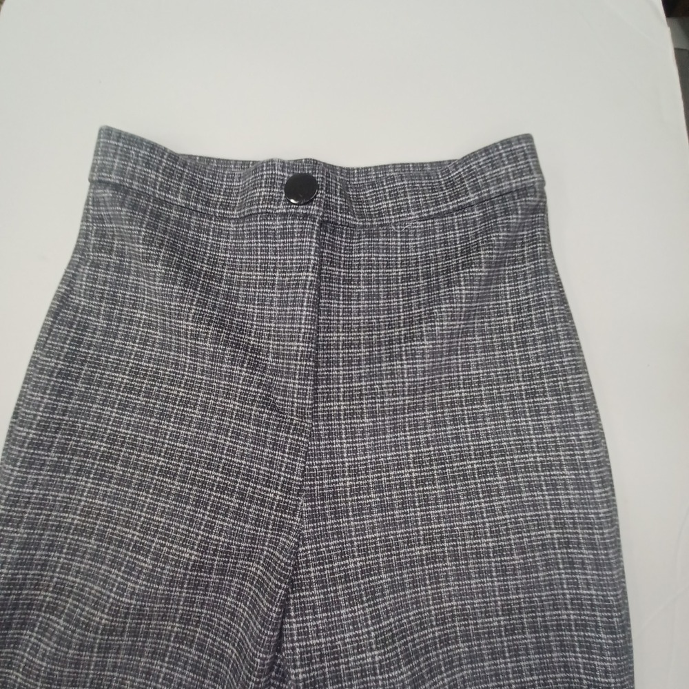 Zara Plaid Pants Career Business Casual Trousers‎ Gray Black Size M